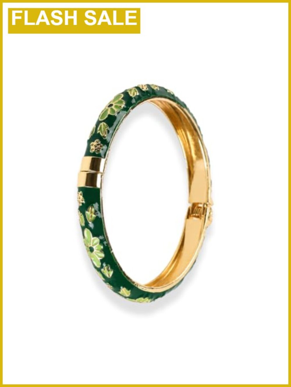 Cloisonne Hinged Bangle Bracelet Gold Plated Enamel Floral Women's Jewelry